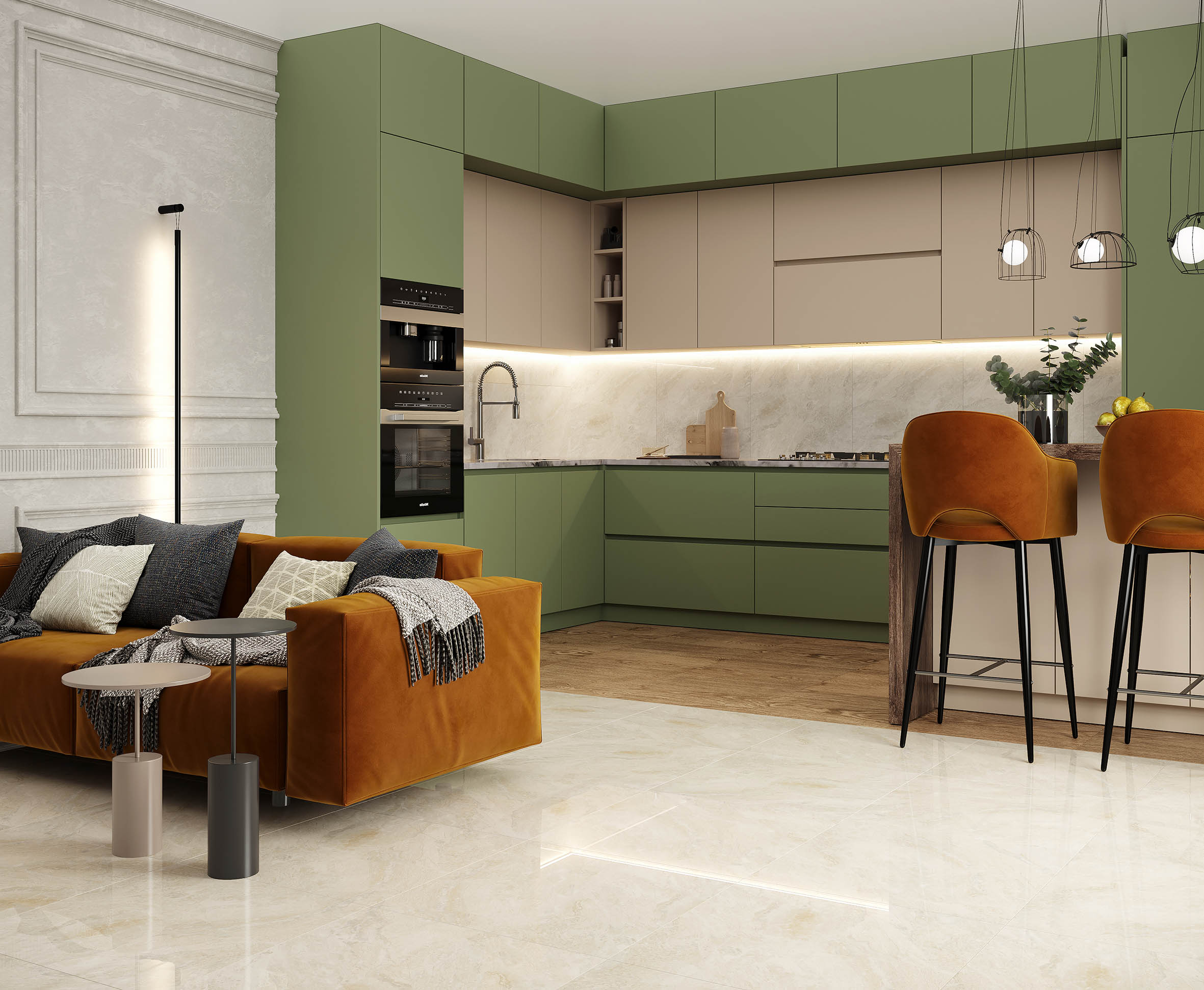 Керамогранит Laparet New York Ivory кремовый 40x40 полированный