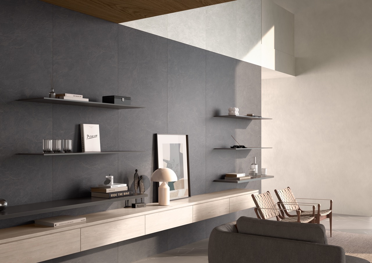Керамогранит Laminam Слэйт Анкара 12 LAMF012640_IT серый 162x324
