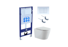 Set AQUATEK ВЕГА (рама AQUATEK Standard INS-0000012 с звукоиз.прокладкой+крепеж KKI-0000002+кнопка KDI-0000009+унитаз ВЕГА AQ1905-00 с крышкой-сиденьем soft-close)