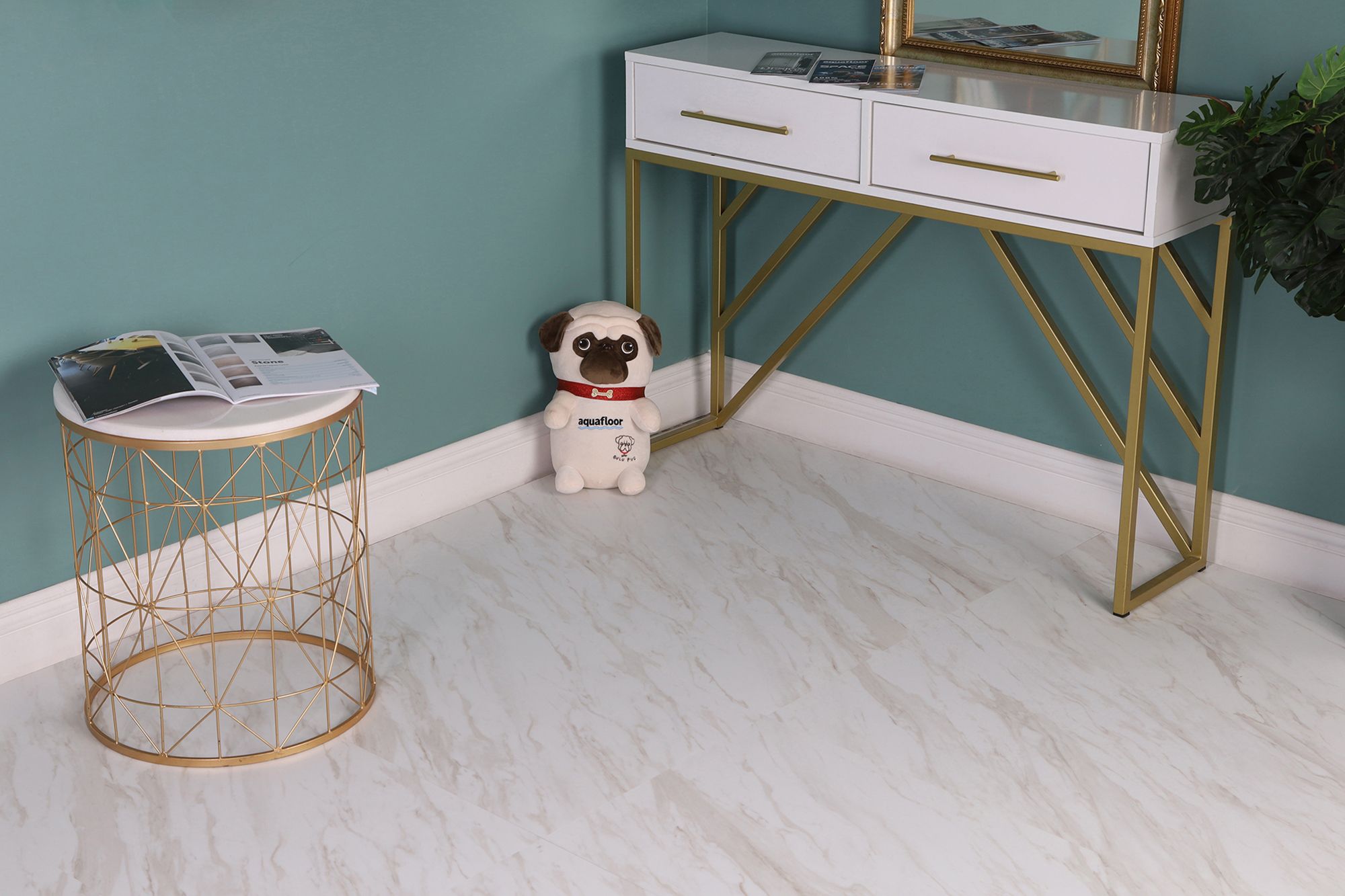 Кварцвиниловая плитка Aqua Floor Стоун ИксЭль/ Stone XL AF5002MSXL 940x470 Мрамор Светлый замковый кварц винил напольный