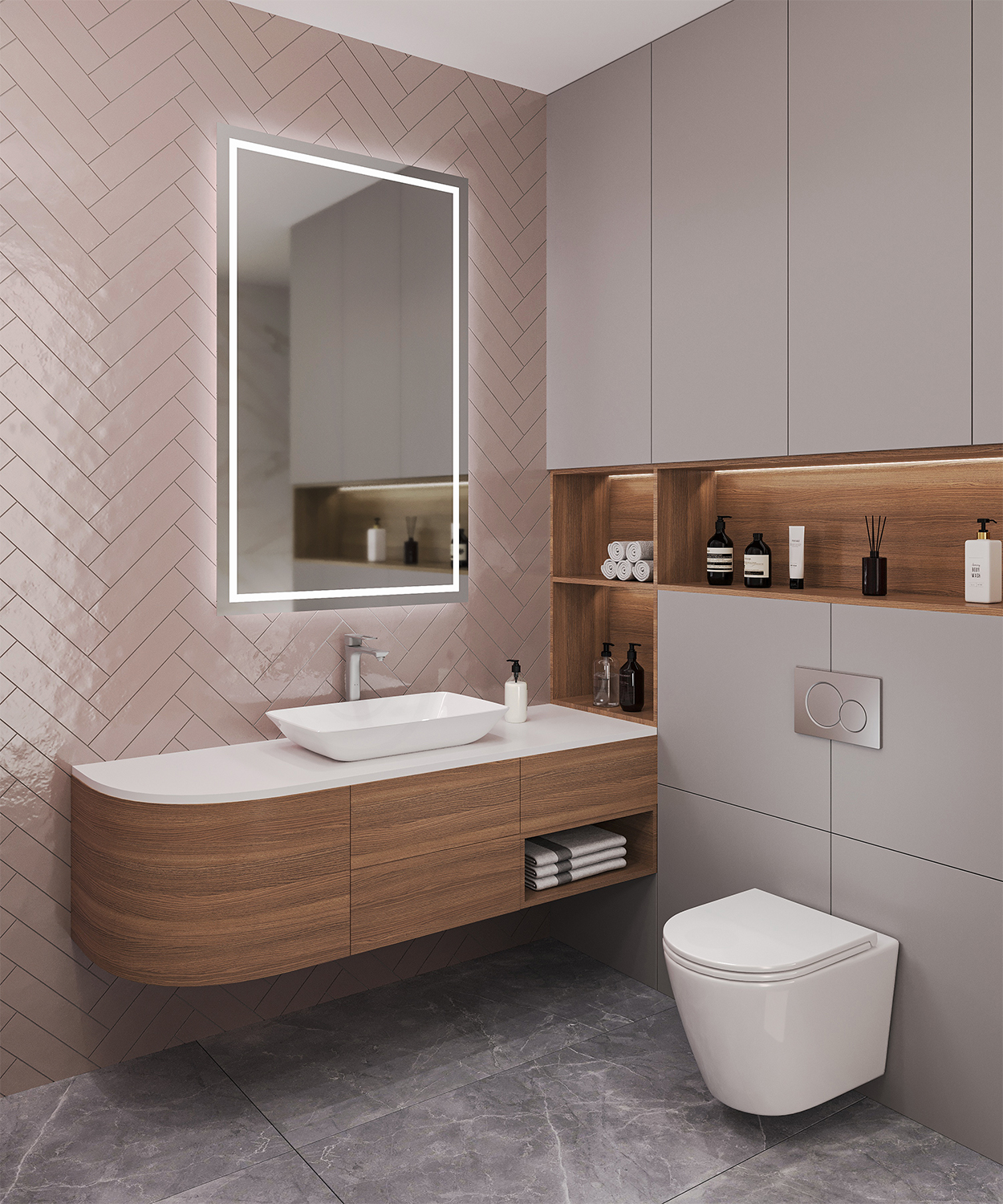 Керамическая плитка Смайл Тайл Liguria Pink 7.5x30 розовый