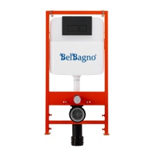 Инсталляция для подвесного унитаза BelBagno BB026/BB044NERO с панелью смыва, черный матовый