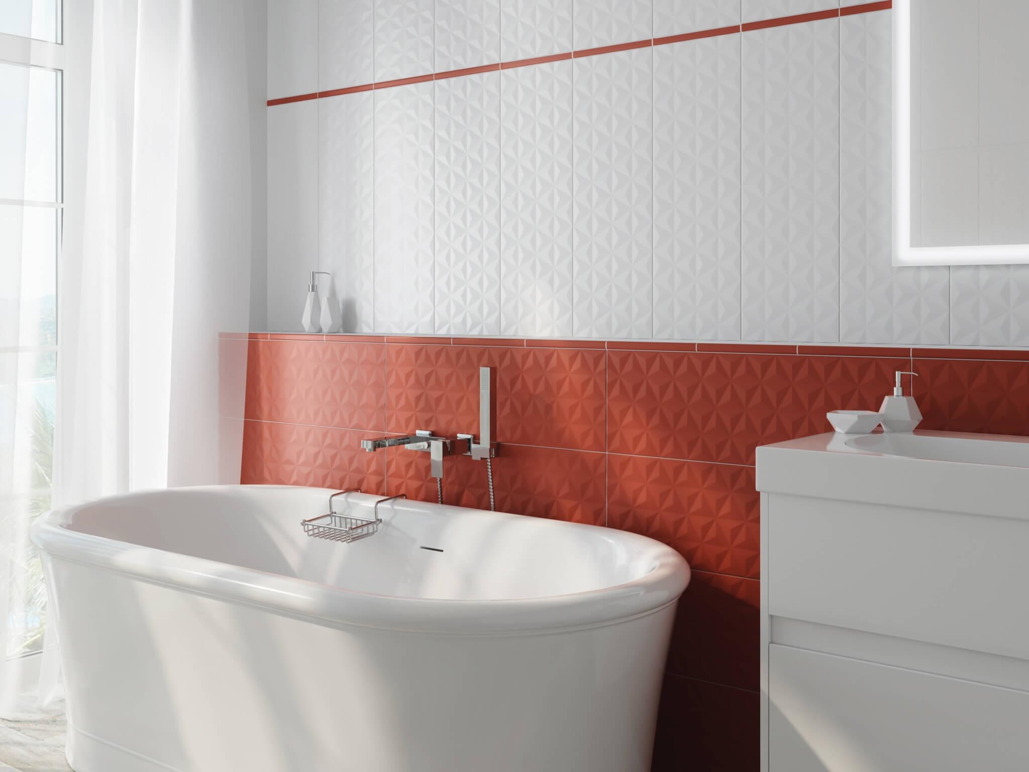Керамическая плитка Kerama Marazzi 12120R Диагональ красный структура обрезной 25x75