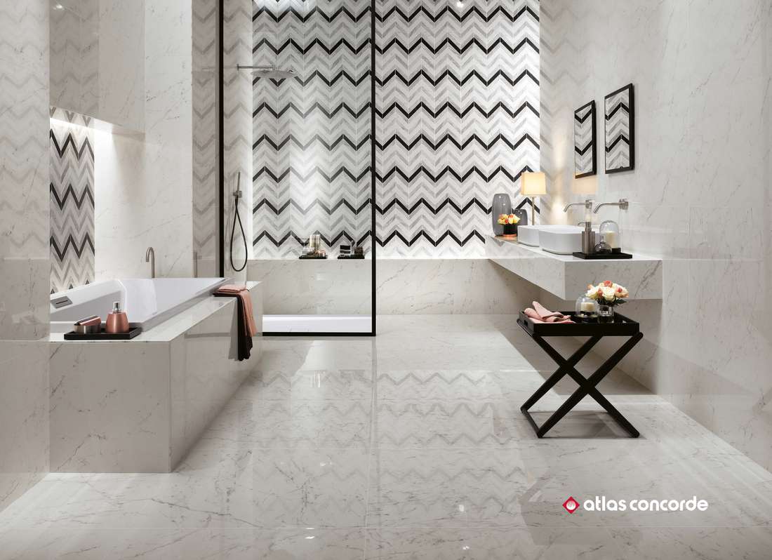 Керамическая плитка Атлас Конкорд Италия Марвел Стоун/ Marvel Stone Cream Prestige Shiny 40x80 9MSI