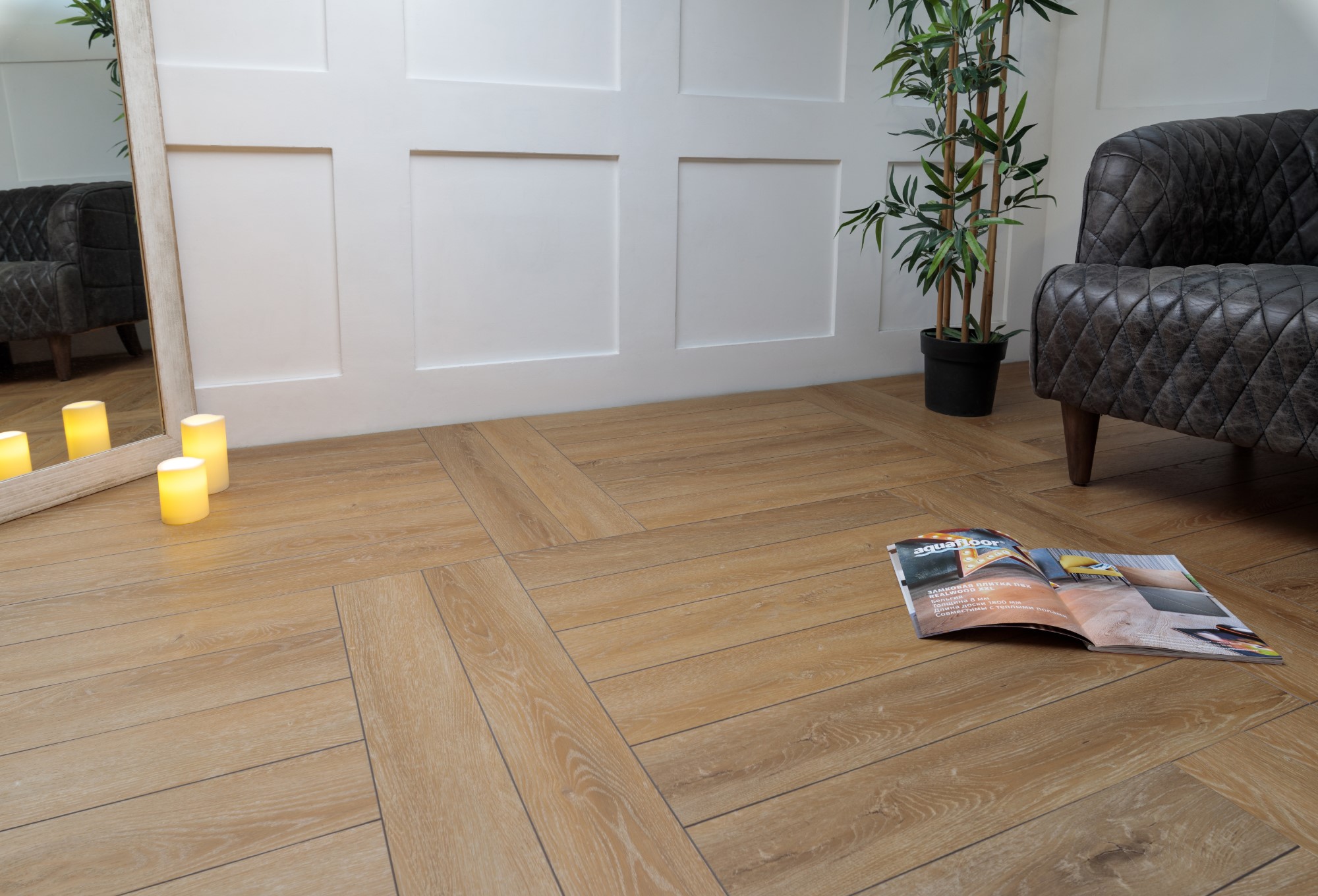 Кварцвиниловая плитка Aqua Floor Паркет плюс/ Parquet Plus AF6011PQ+ 720x120 Дуб Светлый замковый кварц винил напольный