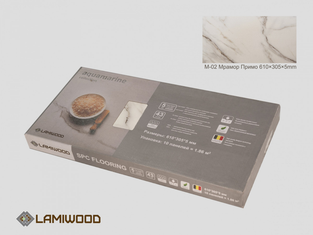 SPC ламинат LAMIWOOD AQUAMARINE M-07 Сланец Графит 30.5x61