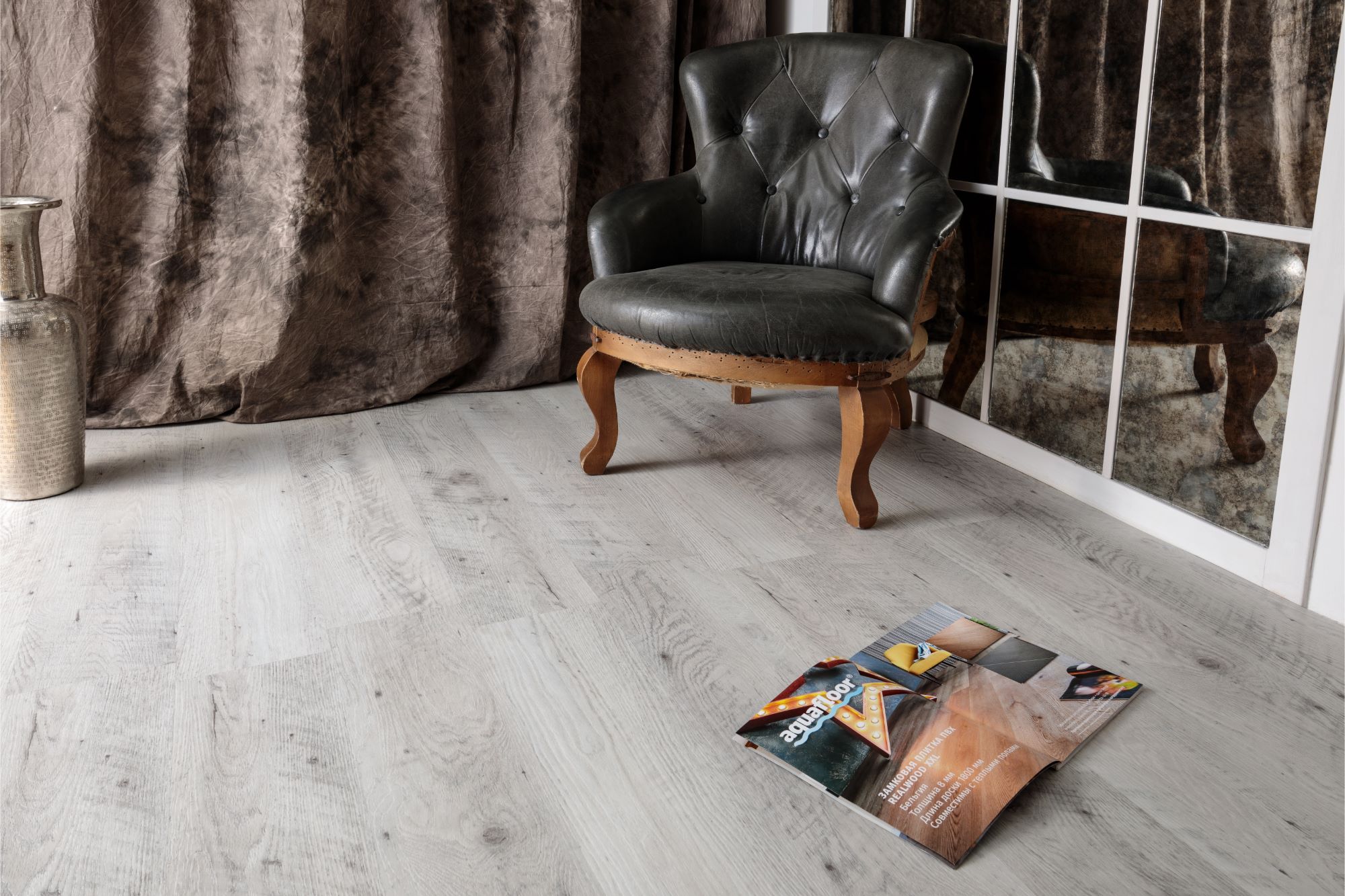 Кварцвиниловая плитка Aqua Floor Нано/ Nano AF3207N 1221x180 Дуб Светлый замковый кварц винил напольный