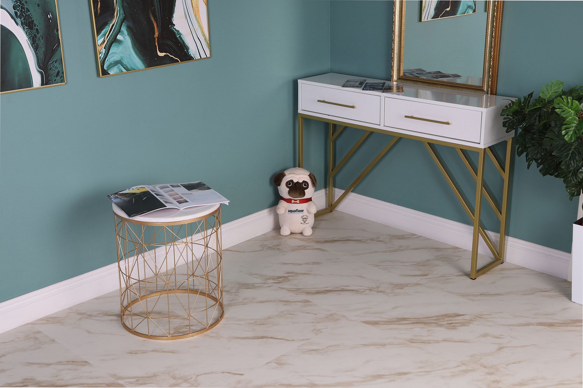 Кварцвиниловая плитка Aqua Floor Стоун ИксЭль/ Stone XL AF5002MSXL 940x470 Мрамор Светлый замковый кварц винил напольный