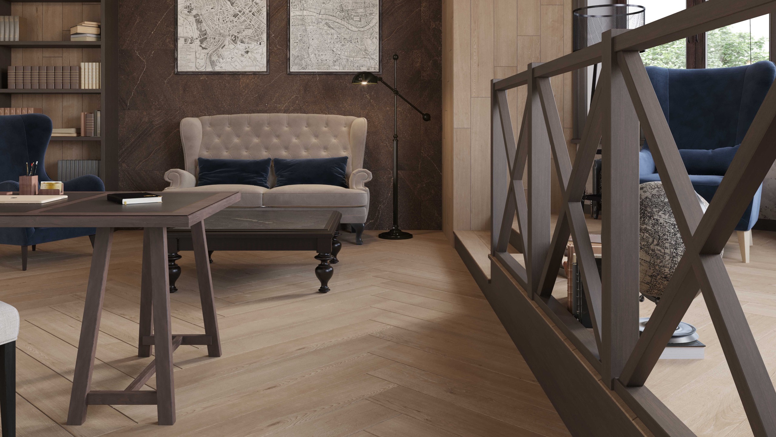Комплект Estima CW02 Classic Wood Dark Grey (Ступень 33x120 непол. прямоугол. бортик без насечек + Подступенок 14,5x120)