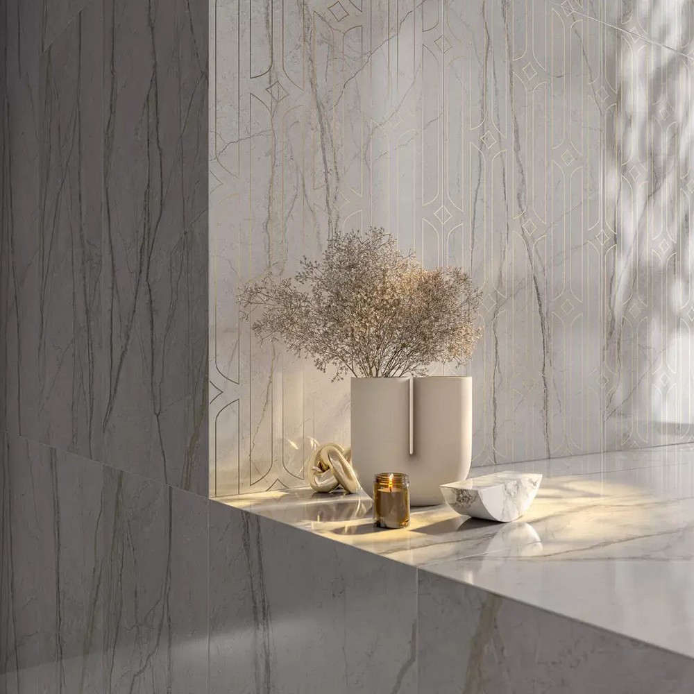 Декор Kerama Marazzi KMD3STA029BR Ифран серый светлый глянцевый обрезной 60x119.5