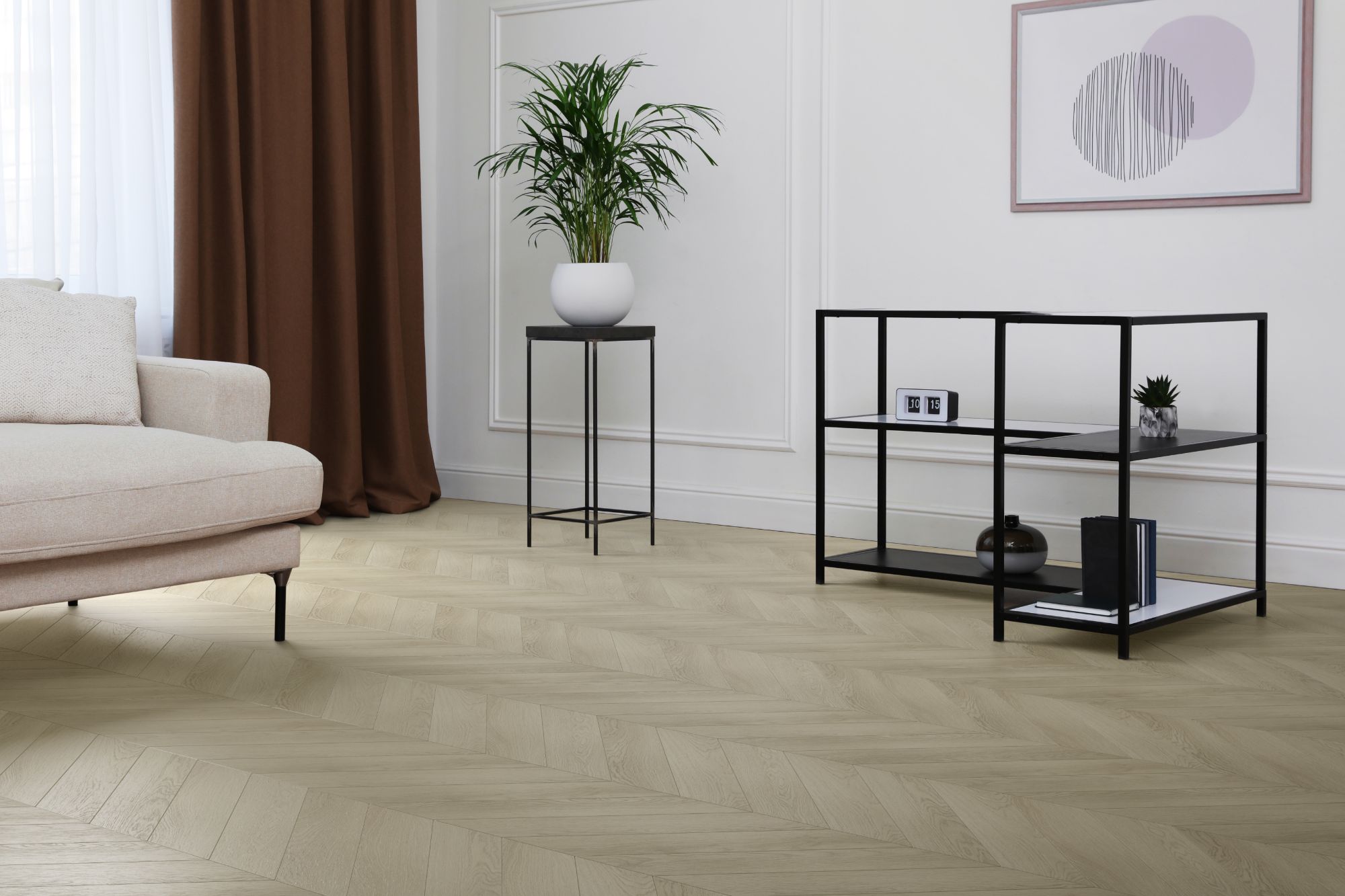 Кварцвиниловая плитка Aqua Floor Шеврон премиум (Паркет)/ Chevron Premium (Parquet) AF7014CVR 690x120 Дуб селект Темный замковый кварц винил напольный
