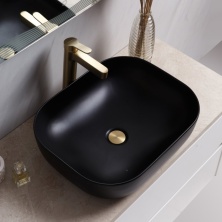 Раковина керамическая накладная прямоугольная черная матовая BelBagno BB1302-H301