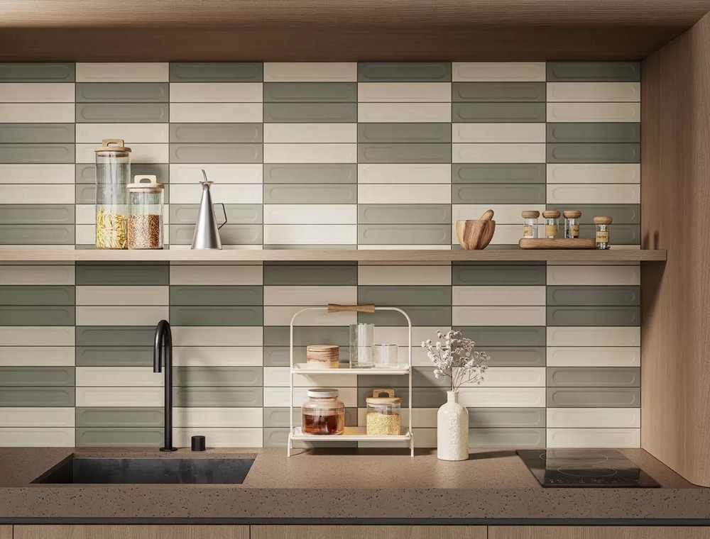 Керамическая плитка Kerama Marazzi KM26370 Медина 2 зеленый матовый структура 6x28.5
