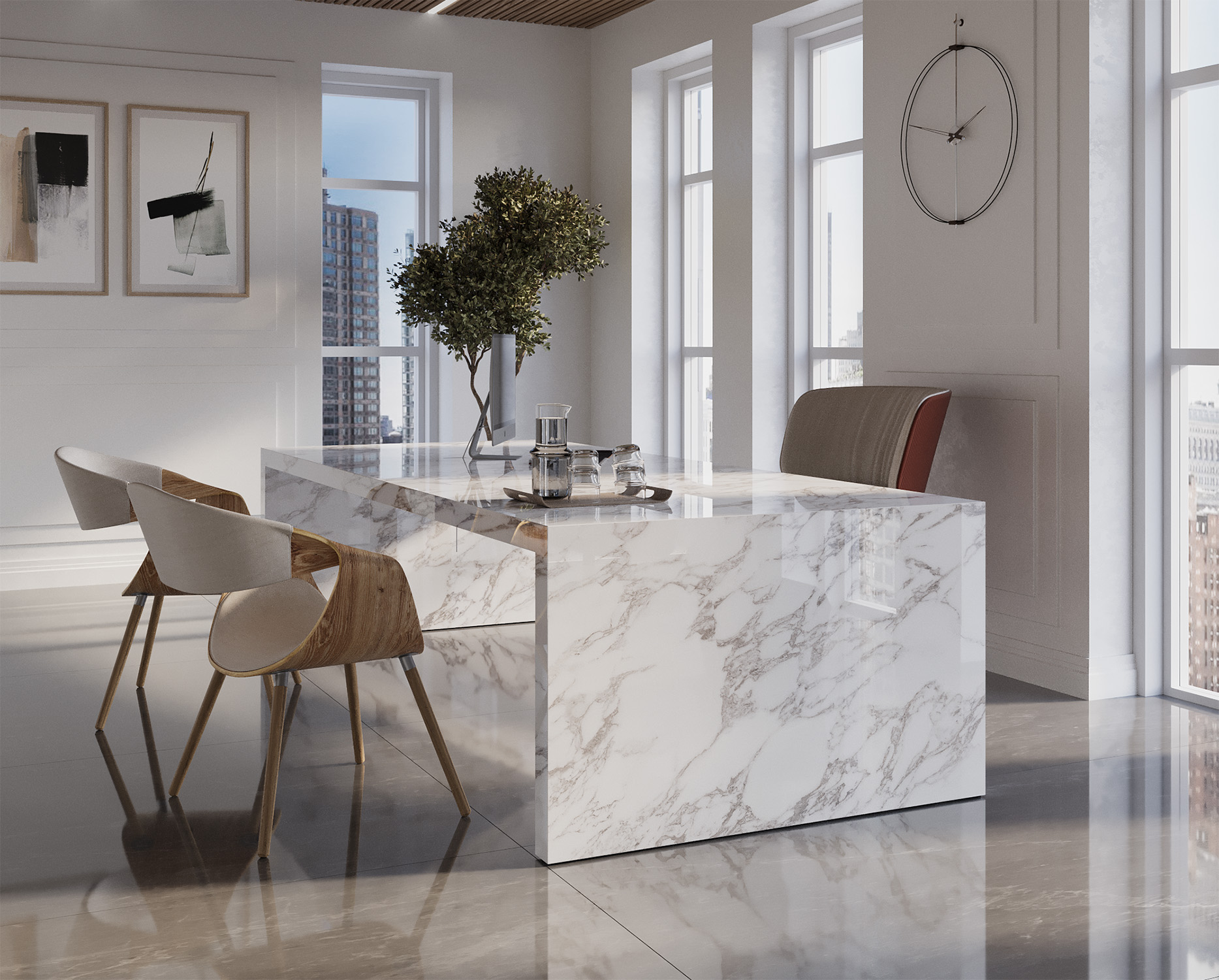 Керамогранит СтароСлэбс Manhattan White Elegance 120x120 белый