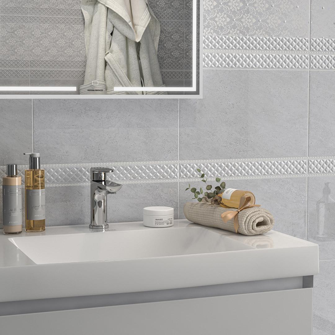 Декор Kerama Marazzi AZ\A053\6424 Мотиво серый светлый глянцевый 25x40
