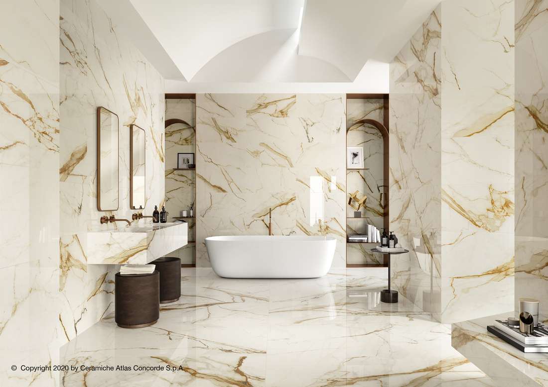 Керамическая плитка Атлас Конкорд Италия Марвел Шайн/ Marvel Shine Calacatta Imperiale Shiny 40x80 A3ZV
