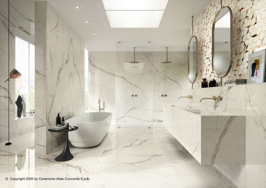 Керамическая плитка Атлас Конкорд Италия Марвел Шайн/ Marvel Shine Calacatta Imperiale Shiny 40x80 A3ZV