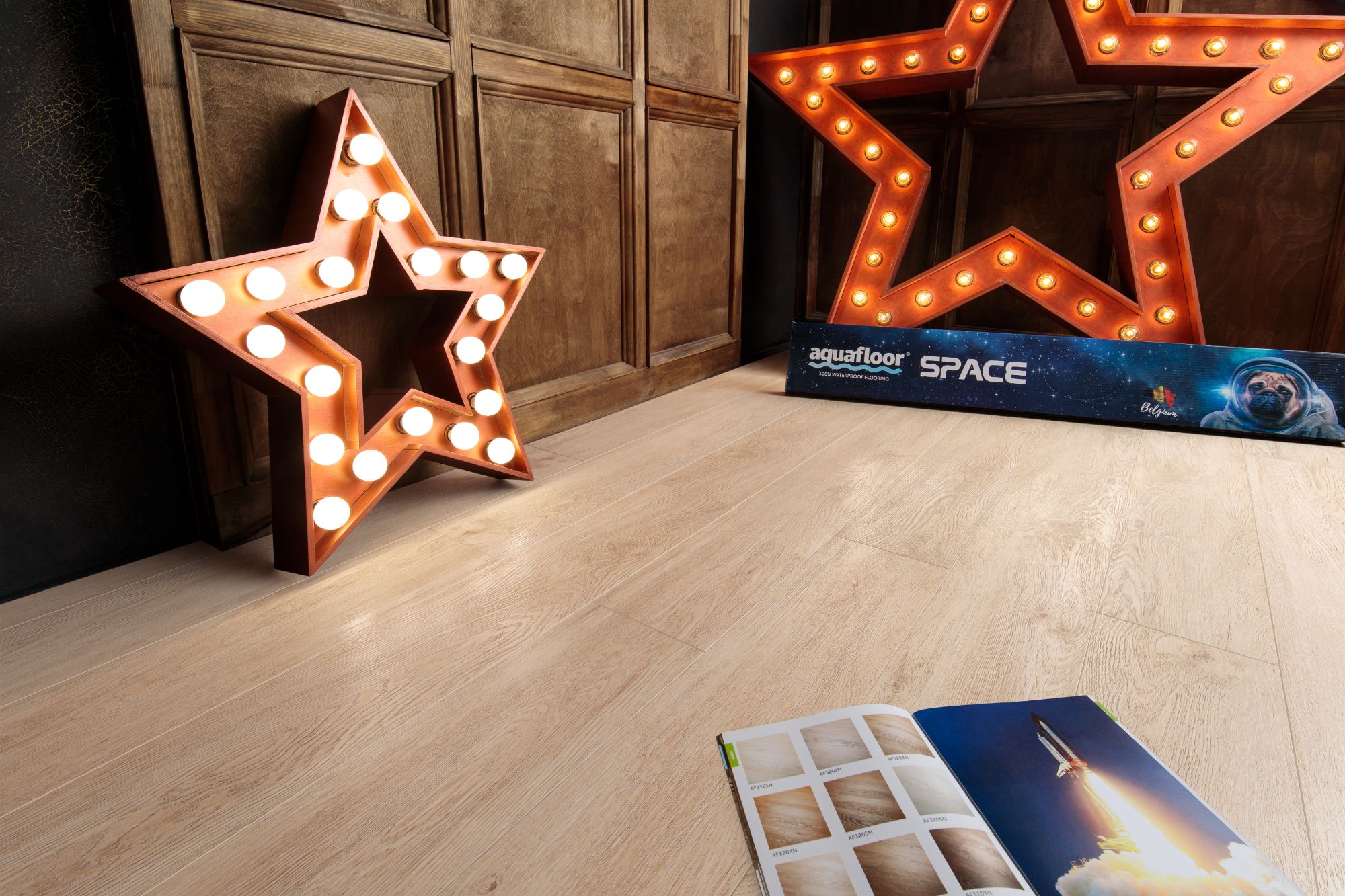 Кварцвиниловая плитка Aqua Floor Спейс/ Space AF4031SPC 1220x180 Дуб Светлый замковый кварц винил напольный