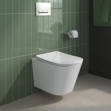 Унитаз подвесной безободковый BelBagno Due BB7107CHR/SC с крышкой-сиденьем микролифт