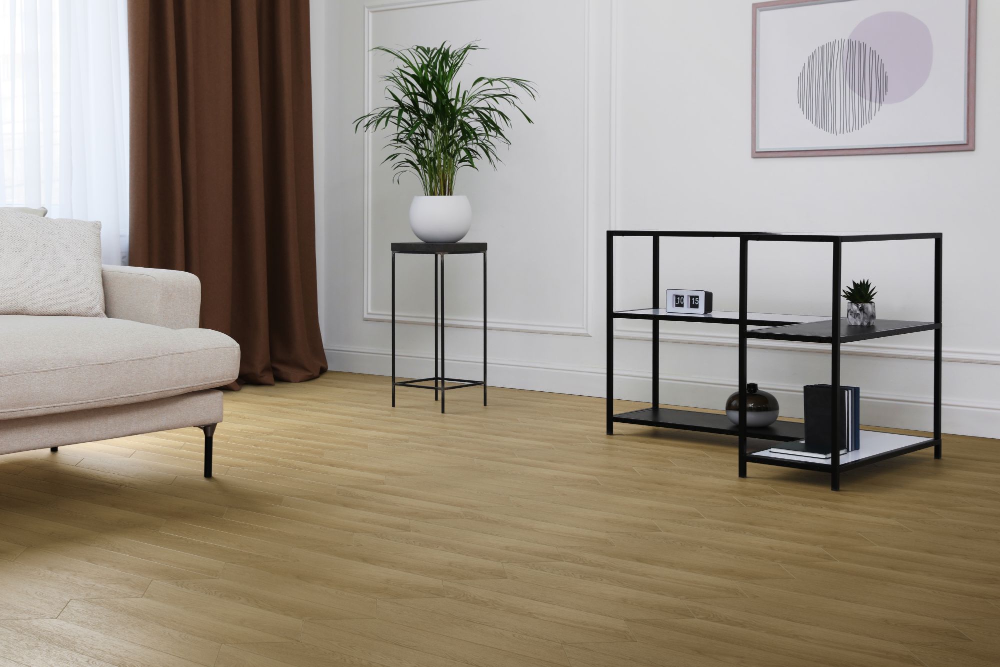 Кварцвиниловая плитка Aqua Floor Шеврон премиум (Паркет)/ Chevron Premium (Parquet) AF7014CVR 690x120 Дуб селект Темный замковый кварц винил напольный