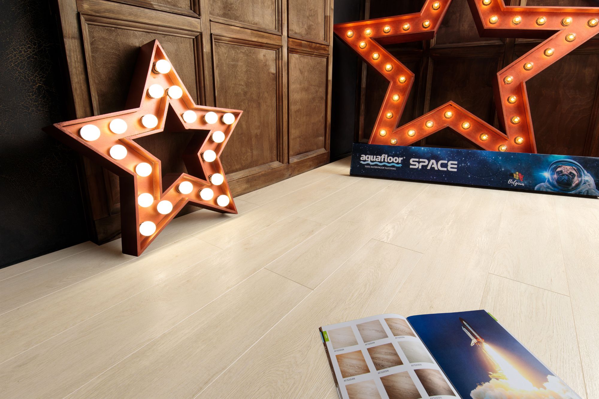 Кварцвиниловая плитка Aqua Floor Спейс/ Space AF4031SPC 1220x180 Дуб Светлый замковый кварц винил напольный