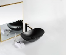 Раковина керамическая накладная черная матовая BelBagno BB1404-H301