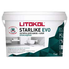 Затирка эпоксидная + клей Литокол Starlike Evo s.100 Bianco Assoluto 1кг серый