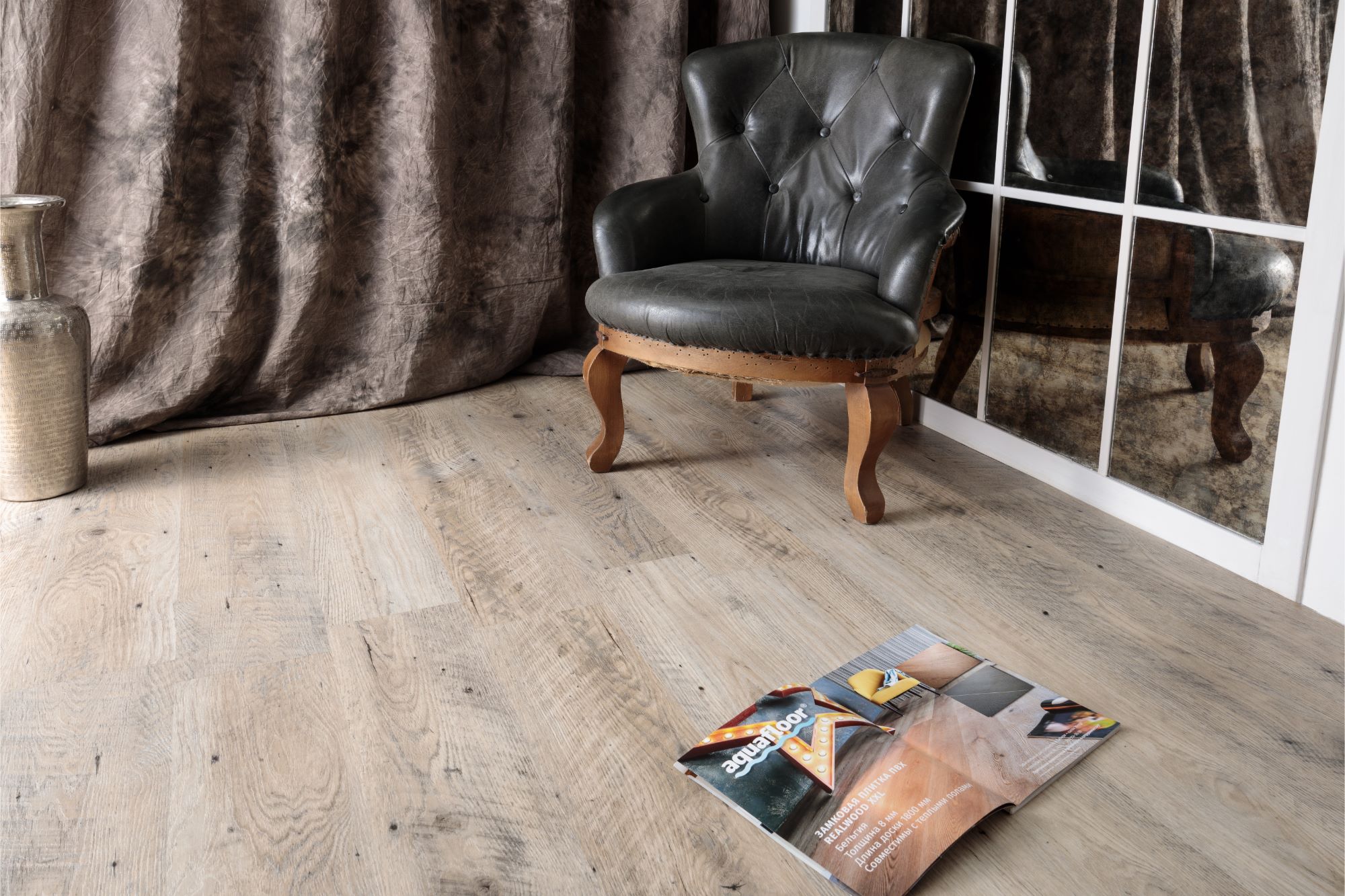 Кварцвиниловая плитка Aqua Floor Нано/ Nano AF3207N 1221x180 Дуб Светлый замковый кварц винил напольный