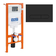 Инсталляция для подвесного унитаза BelBagno BB002-80/BB007-PR-NERO.M с панелью смыва, черный матовый