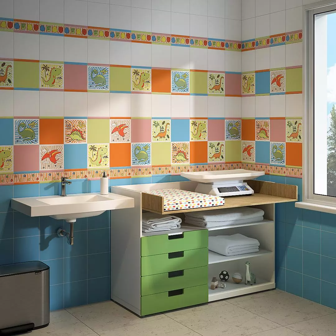 Декор Kerama Marazzi OP\A229\5009 Динозаврики 4 матовый 20x20