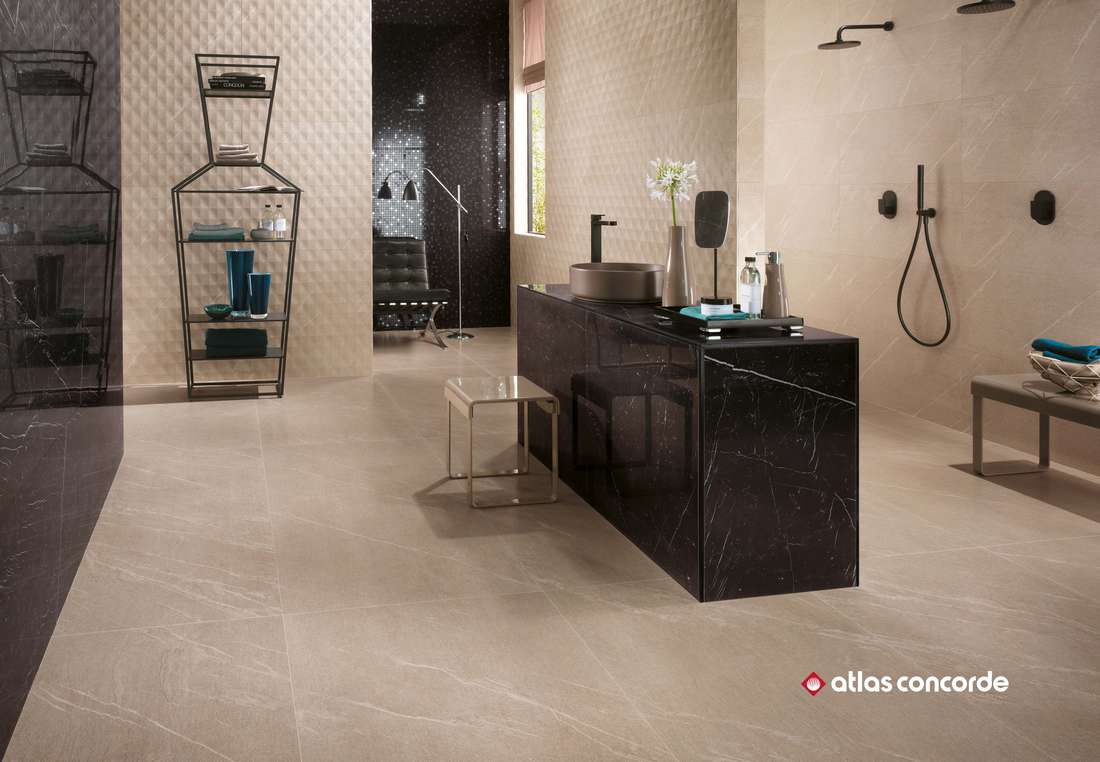 Керамическая плитка Атлас Конкорд Италия Марвел Стоун/ Marvel Stone Cream Prestige Shiny 40x80 9MSI