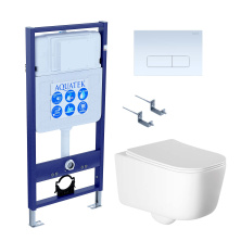 SET AQUATEK ЛУГАНО-013 4в1 (рама AQUATEK Standard INS-0000012+ крепеж KKI-0000002+клавиша KDI-0000013+унитаз ЛУГАНО AQ2002-00 с тонким сиденьем soft-close)