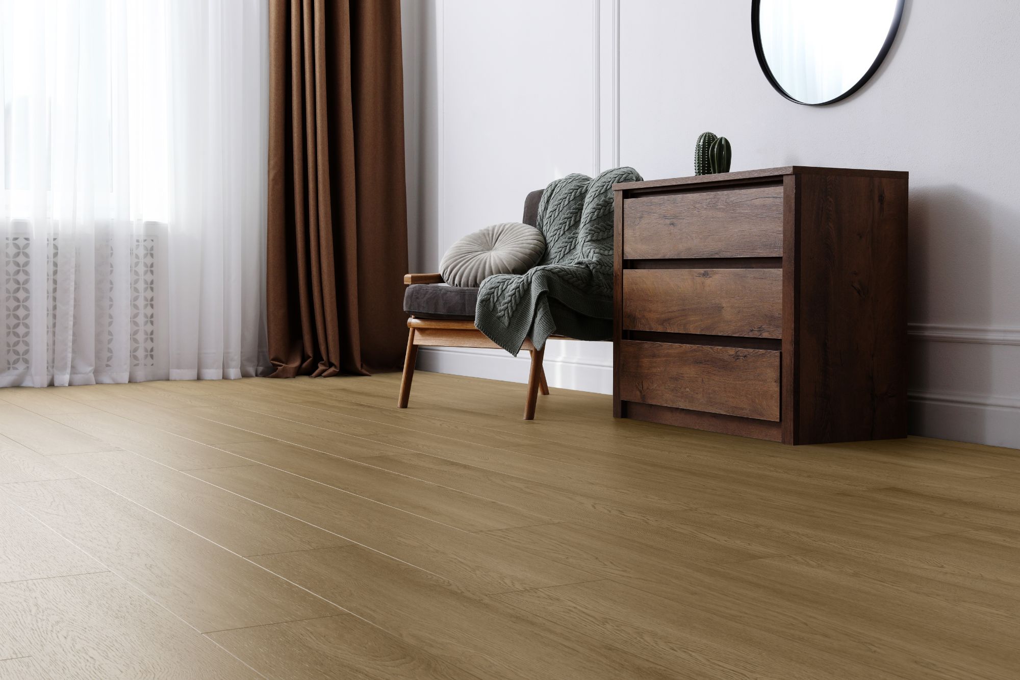Кварцвиниловая плитка Aqua Floor Спейс Селект ИксЭль/ Space Select XL AF4090SXL 1520x220 Дуб селект Темный замковый кварц винил напольный