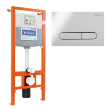 Инсталляция для подвесного унитаза BelBagno BB001-120/BB005-PR-CHROME с панелью смыва, хром глянцевый