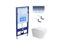 Set AQUATEK АМАДЕО (рама AQUATEK Standard INS-0000012 с звукоиз.прокладкой+крепеж KKI-0000002+кнопка KDI-0000010+унитаз АМАДЕО AQ1163-00 с крышкой-сиденьем soft-close)