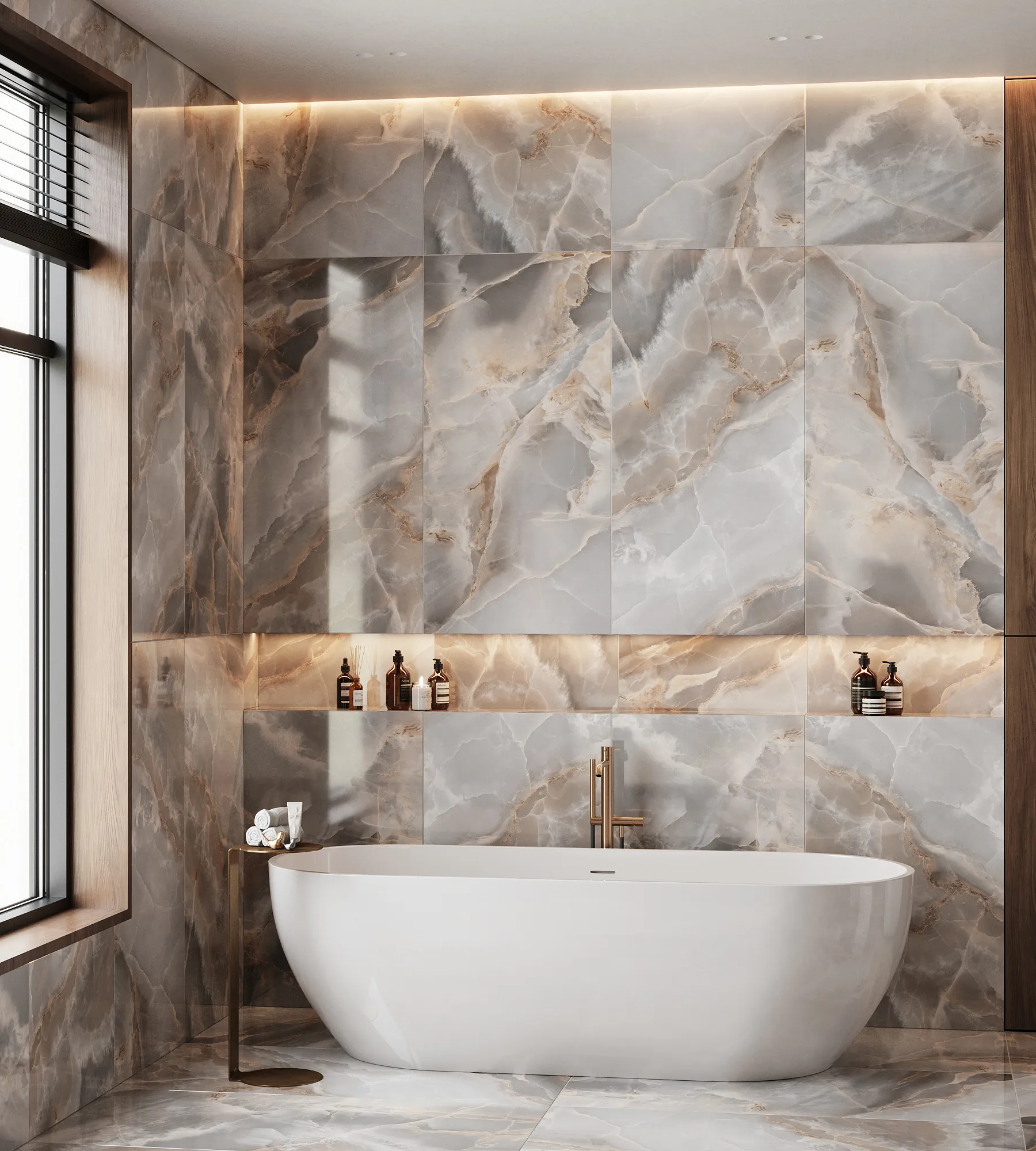 Керамогранит Аркадия Керамика FP1038-A Onyx Royal Full Polished 60x120 серый