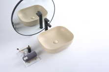 Раковина керамическая накладная прямоугольная бежевая матовая BelBagno BB1302-H316