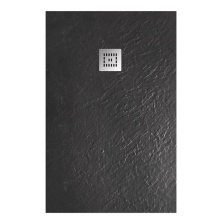 Душевой поддон BelBagno TRAY-MR-UNO-AH-120/90-35-NERO-CR из искусственного мрамора в комплекте с сифоном