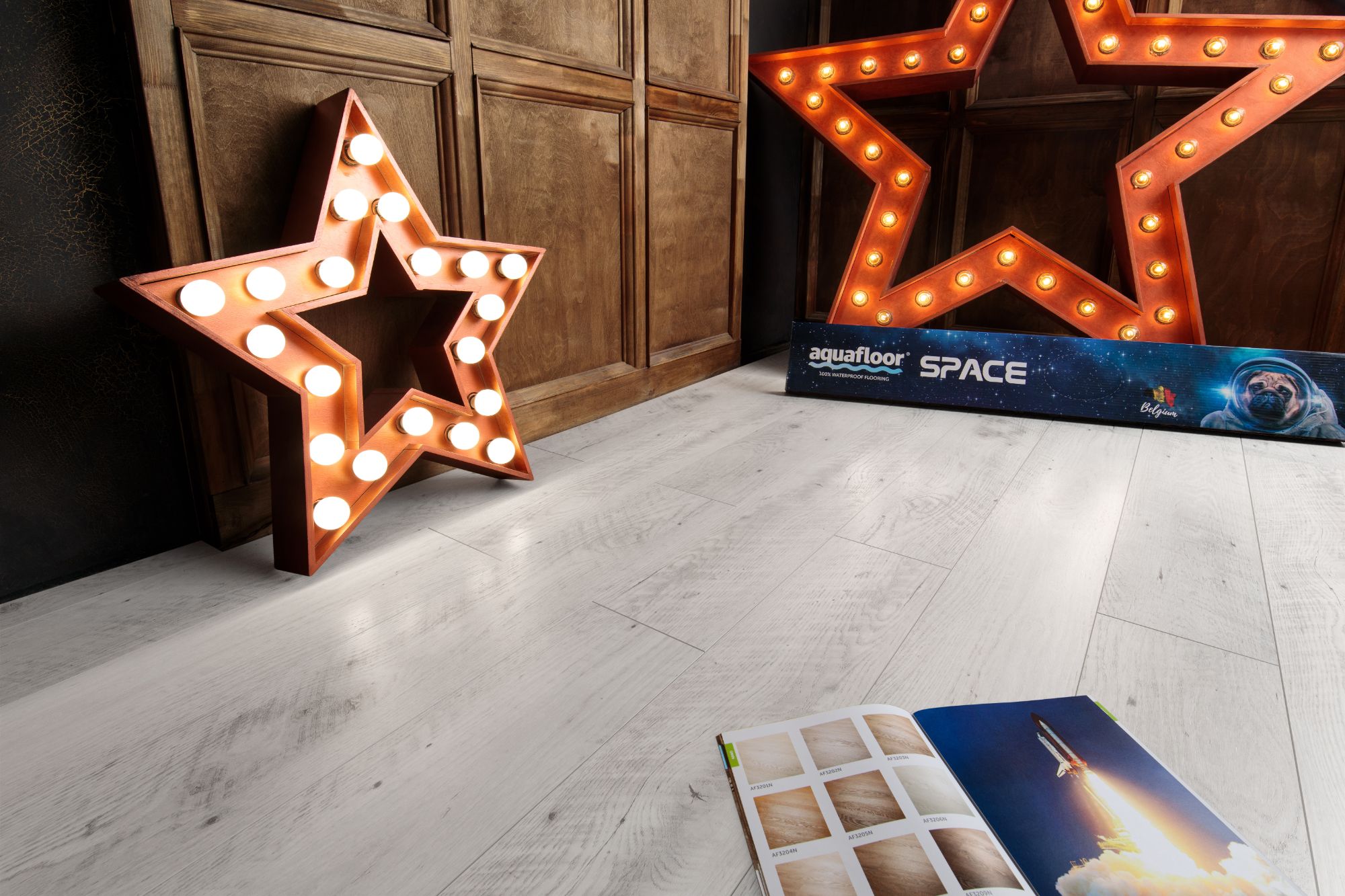 Кварцвиниловая плитка Aqua Floor Спейс/ Space AF4031SPC 1220x180 Дуб Светлый замковый кварц винил напольный