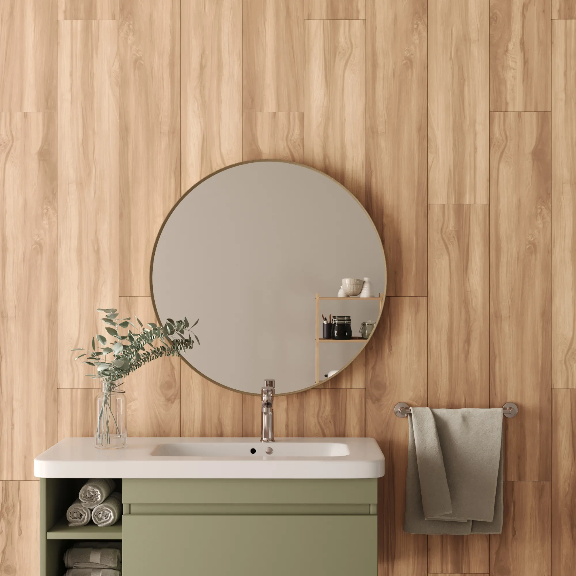 Керамогранит Креанза CW-RT09-B Fossil Wood Brich Rustic Wood 20x120 бежевый