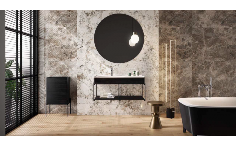 Керамогранит Vitra МарблСистем/ MarbleSystem Бреча Черный R9 7ЛПР 60x120 лаппатированный