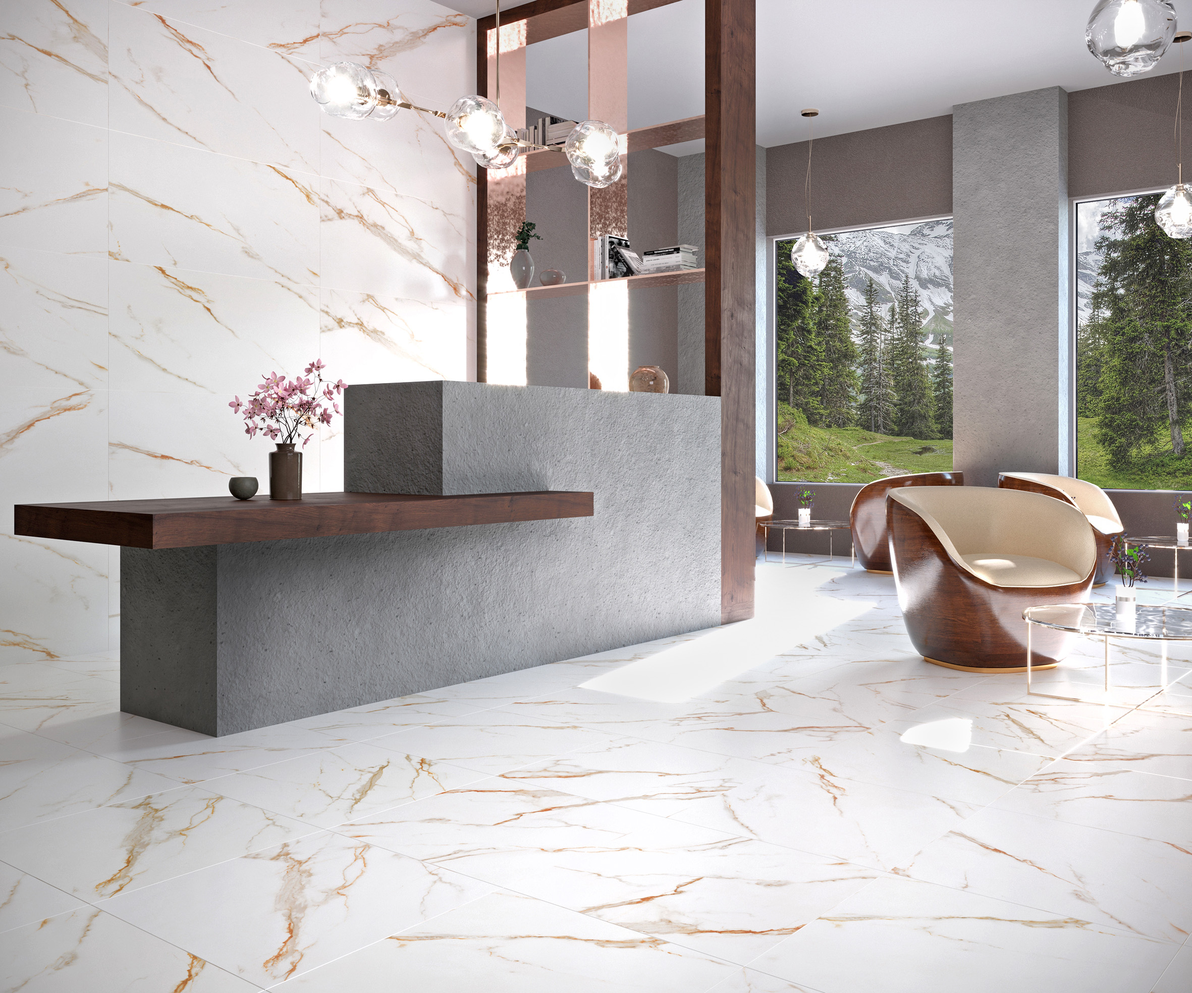 Керамогранит Laparet Venato Calacatta Gold белый 60x60 сатинированный