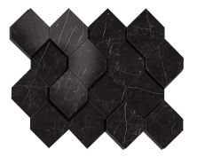Мозаика Атлас Конкорд Италия Марвел Стоун/ Marvel Stone Nero Marquina Mosaico Esagono 3D 28.2x35.3 AS4B