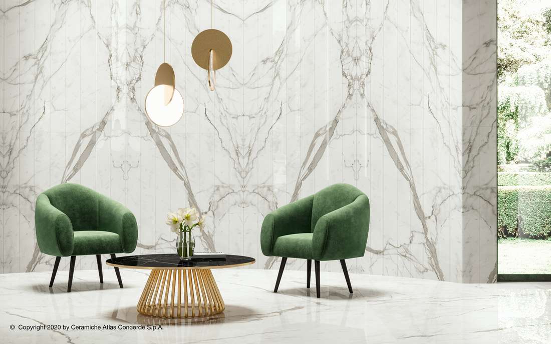 Керамическая плитка Атлас Конкорд Италия Марвел Шайн/ Marvel Shine Calacatta Imperiale Shiny 40x80 A3ZV