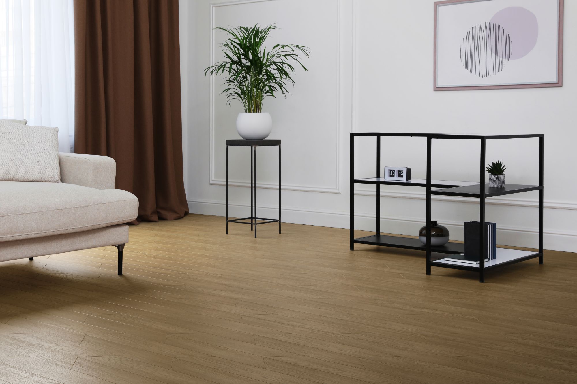 Кварцвиниловая плитка Aqua Floor Шеврон премиум (Паркет)/ Chevron Premium (Parquet) AF7014CVR 690x120 Дуб селект Темный замковый кварц винил напольный