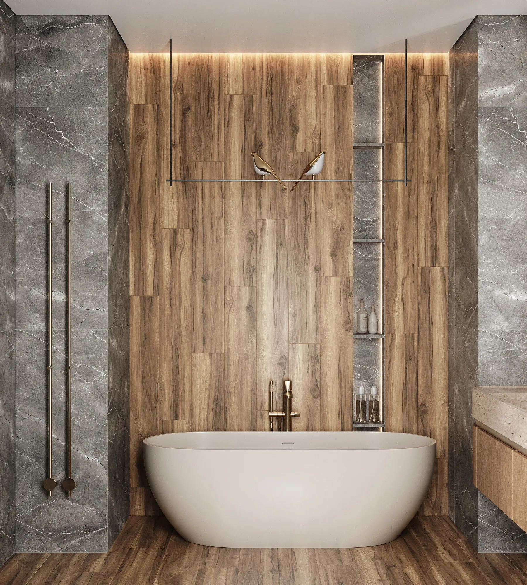 Керамогранит Креанза CW-RT09-B Fossil Wood Brich Rustic Wood 20x120 бежевый