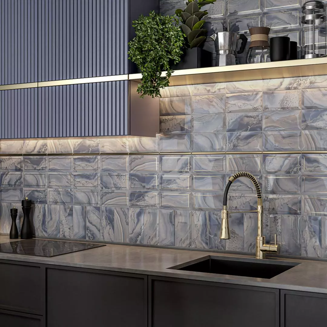 Декор Kerama Marazzi OS\B275\19076 Сеттиньяно синий глянцевый 9.9x20