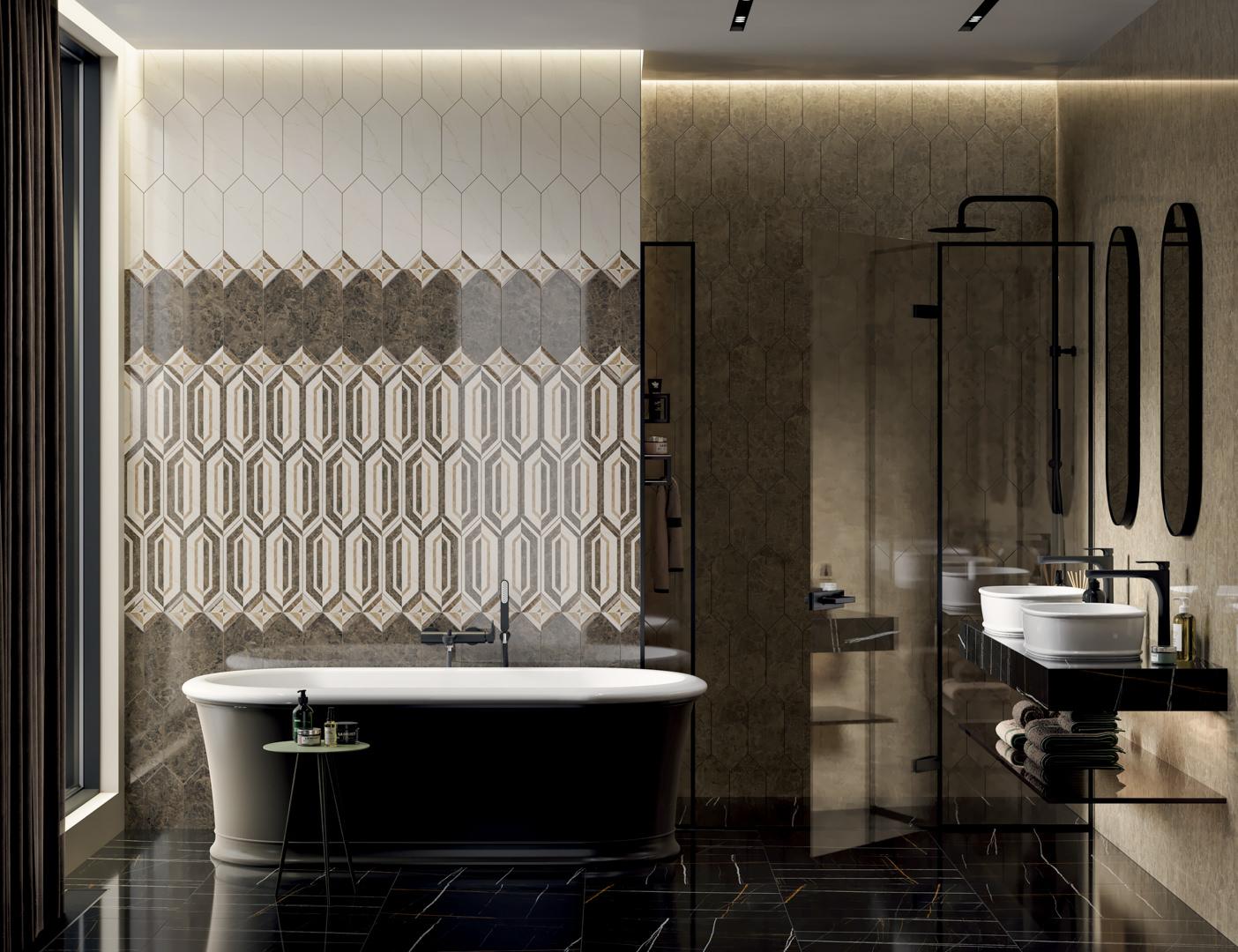Керамическая плитка Kerama Marazzi Бикуш коричневый глянцевый 14x34 35014