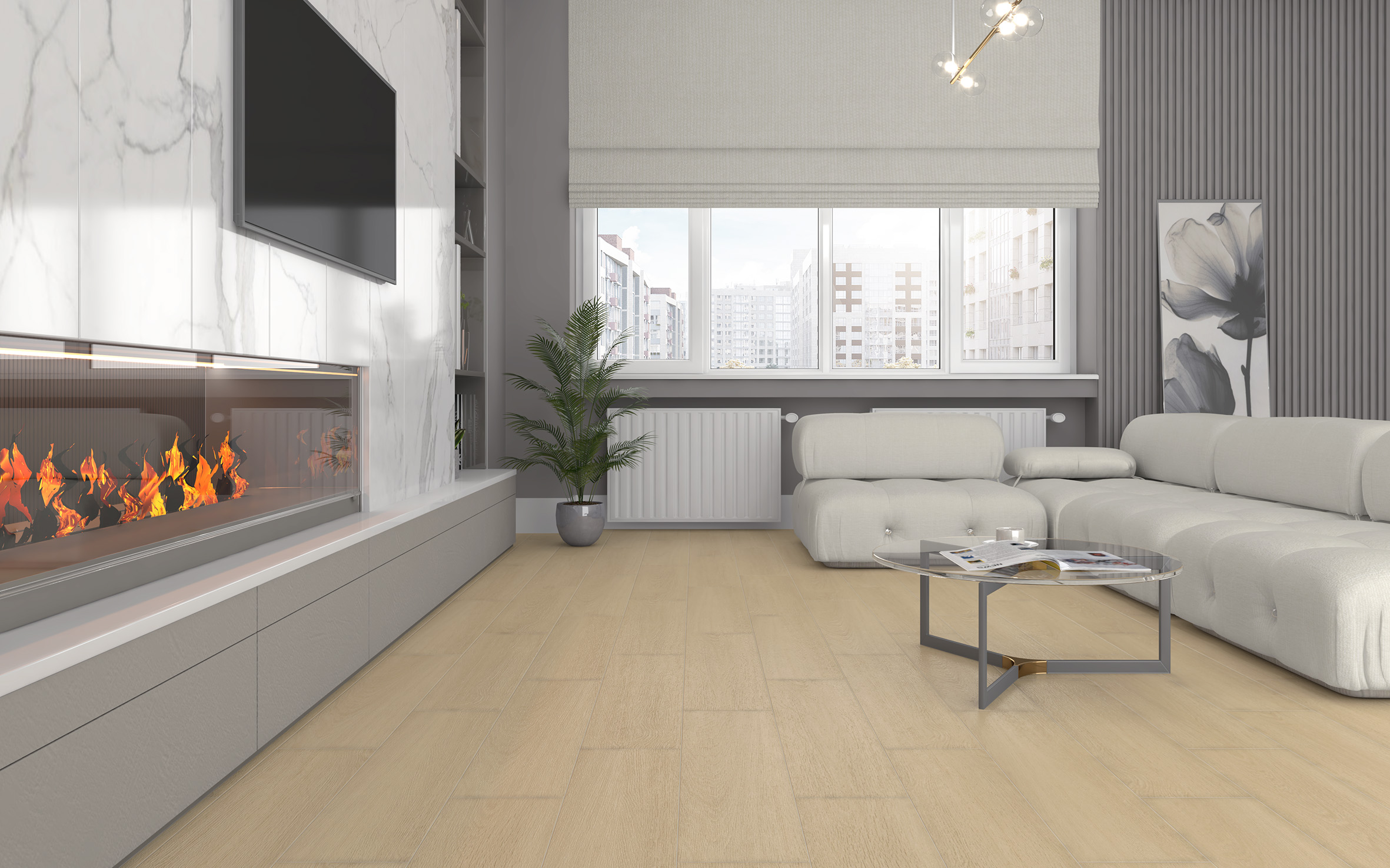 Керамогранит (SG706590R) Laparet Madera белый 20x80 матовый