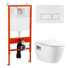 Комплект подвесной безободковый унитаз BelBagno Loto BB070CHR с микролифтом + система инсталляции BelBagno BB002-80 с кнопкой смыва BB042BL